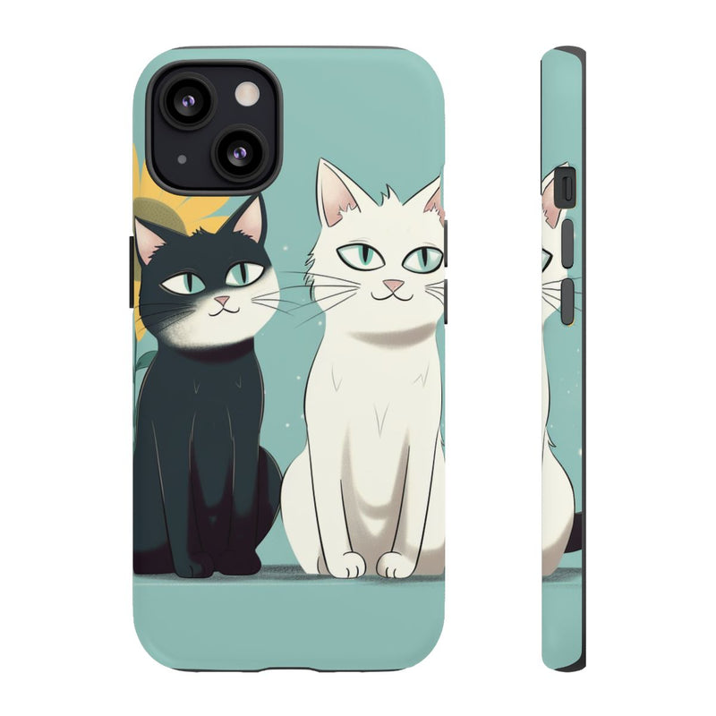 Twee Cartoonkatten met Zonnebloem