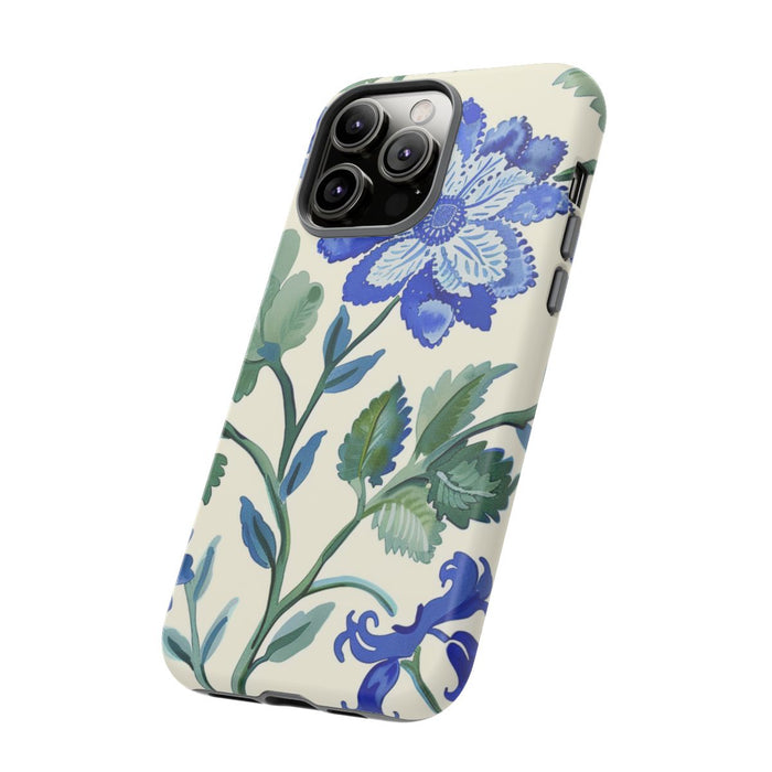 Blauw Waterverf Bloemenpatroon