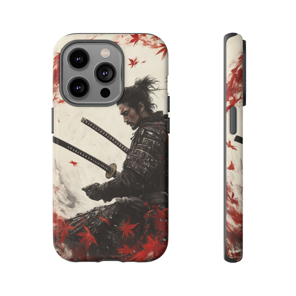 Samurai met Twee Katana’s en Rode Esdoornbladeren