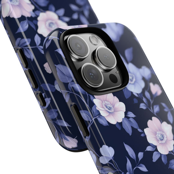 Elegant Blauw-Roze Bloemenpatroon