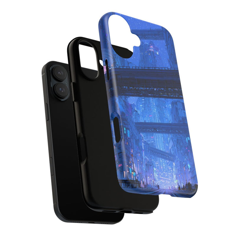 Futuristische Blauwe Stadsstraat