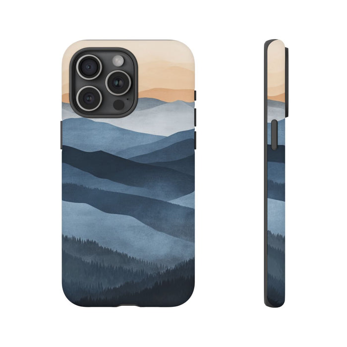 Gelaagd Berglandschap in Blauwe en Beige Tinten