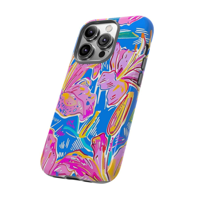 Felroze en Gele Bloemenprint