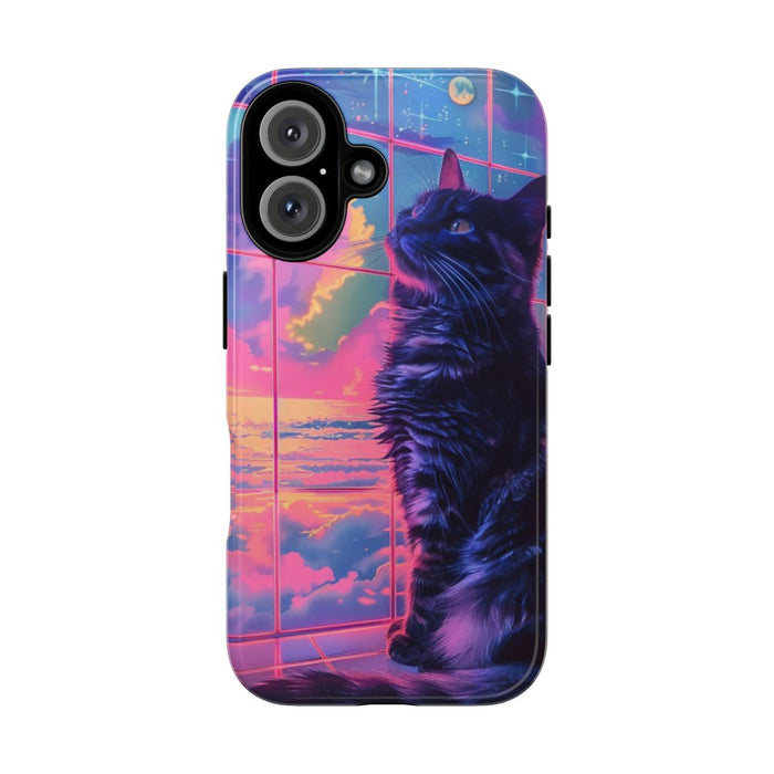 Lofi Vaporwave Kat met Neonlucht