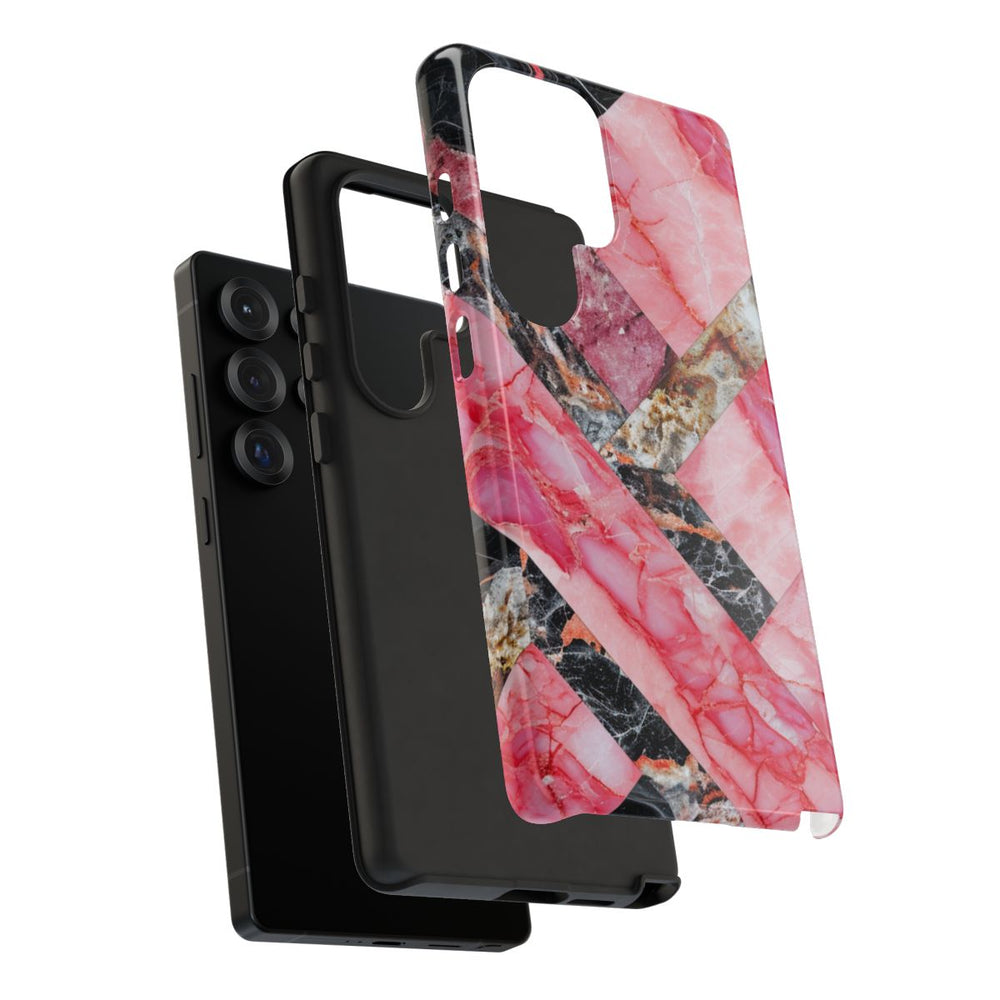 Roze en Zwart Geometrisch Marmerpatroon