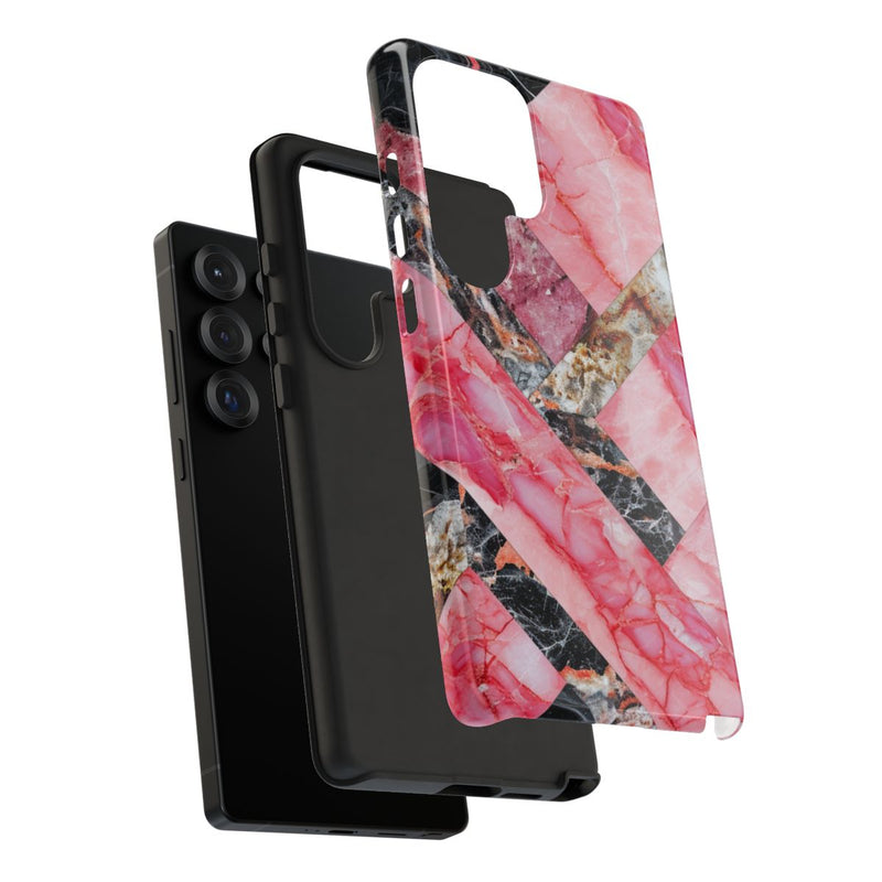 Roze en Zwart Geometrisch Marmerpatroon
