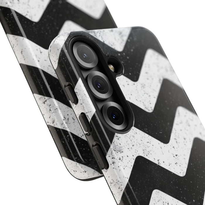 Zwart-Wit Zigzagpatroon met Vintage Effect