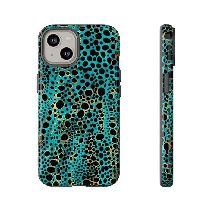 Turquoise en Zwart Abstract Stippenpatroon