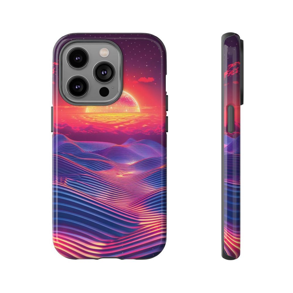 Levendige Zonsondergang met Abstracte Golven