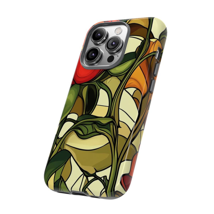 Rood-Oranje Art Nouveau Bloemmotief