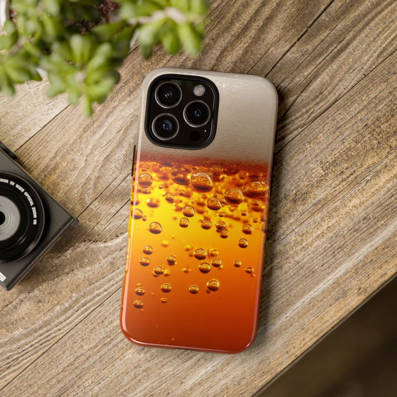 Amberkleurige Bierbellen van Dichtbij