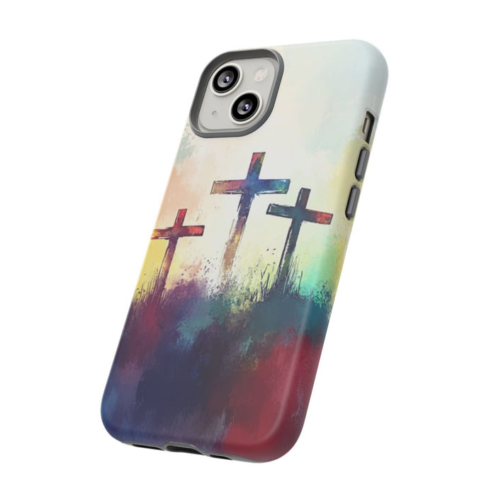 Drie Kruisen in Abstracte Waterverf