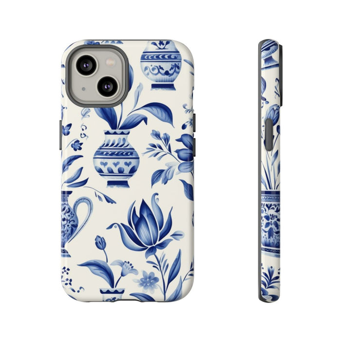 Blauw Bloemmotief met Delfts Vaaspatroon