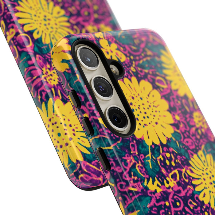 Gele en Paarse Bloemenprint