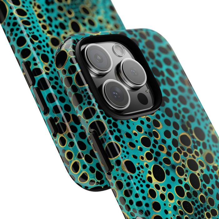 Turquoise en Zwart Abstract Stippenpatroon