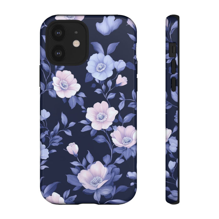 Elegant Blauw-Roze Bloemenpatroon