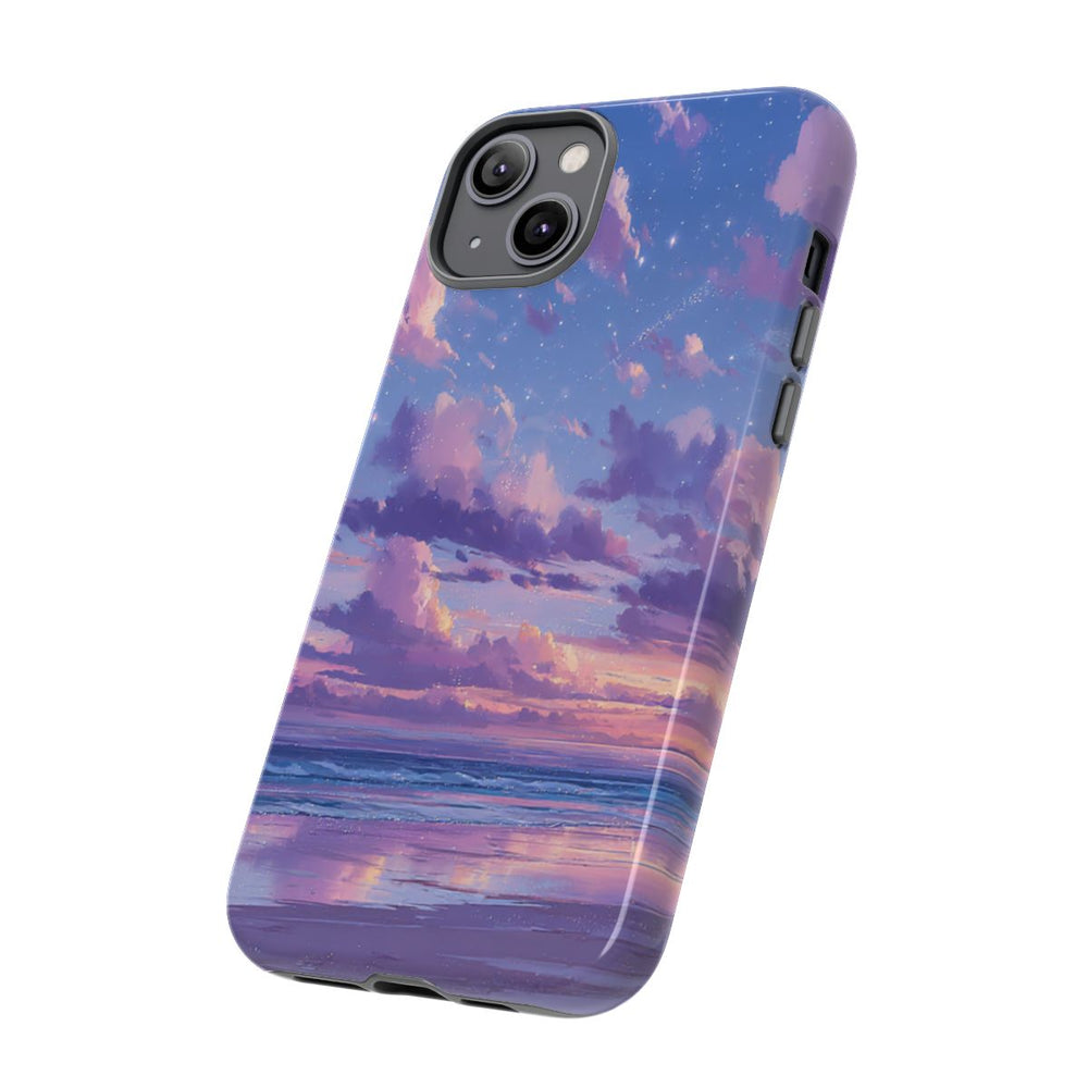 Sereen Paarse Zonsondergang Boven Oceaan