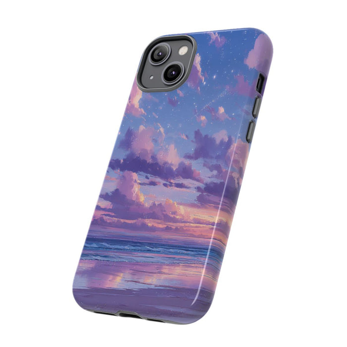 Sereen Paarse Zonsondergang Boven Oceaan