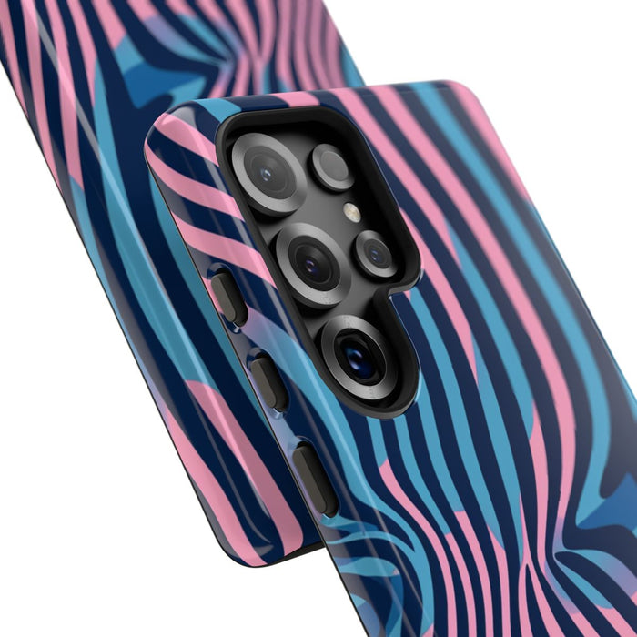 Golvend Blauw-Roze Optische Illusiepatroon