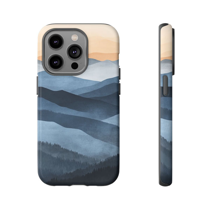 Gelaagd Berglandschap in Blauwe en Beige Tinten