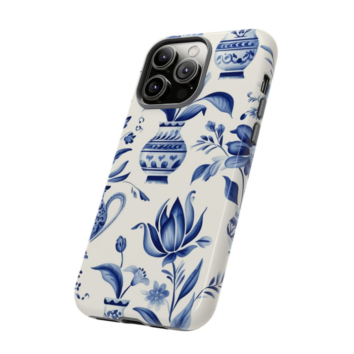 Blauw Bloemmotief met Delfts Vaaspatroon