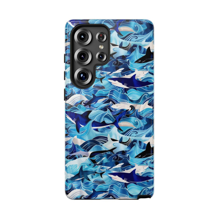 Blauwe Oceaangolven en Haaienpatroon