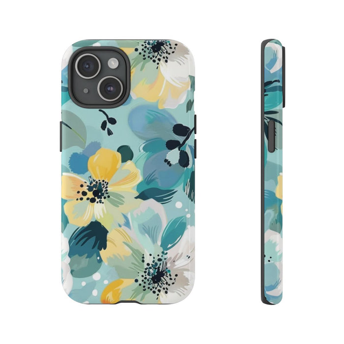 Turquoise Bloemenpatroon met Stippen