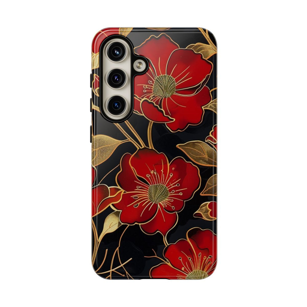 Rood-Gouden Bloemenpatroon