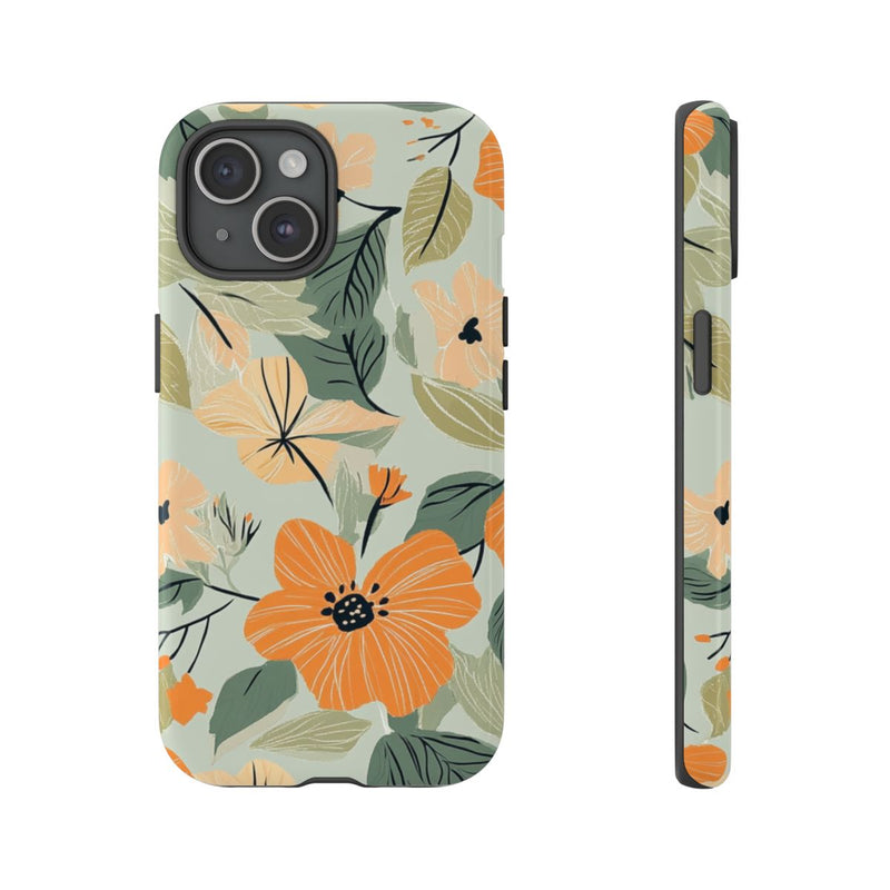 Oranje en Perzik Bloemenpatroon