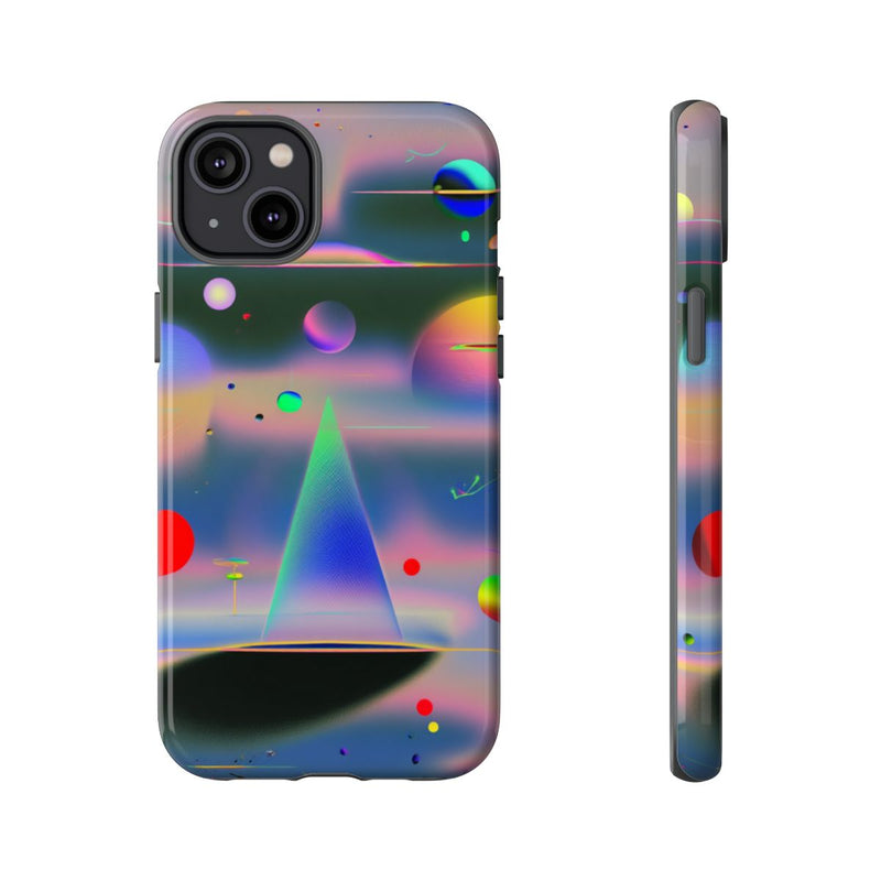 Kleurrijke Geometrische Bollen en Piramide Abstract