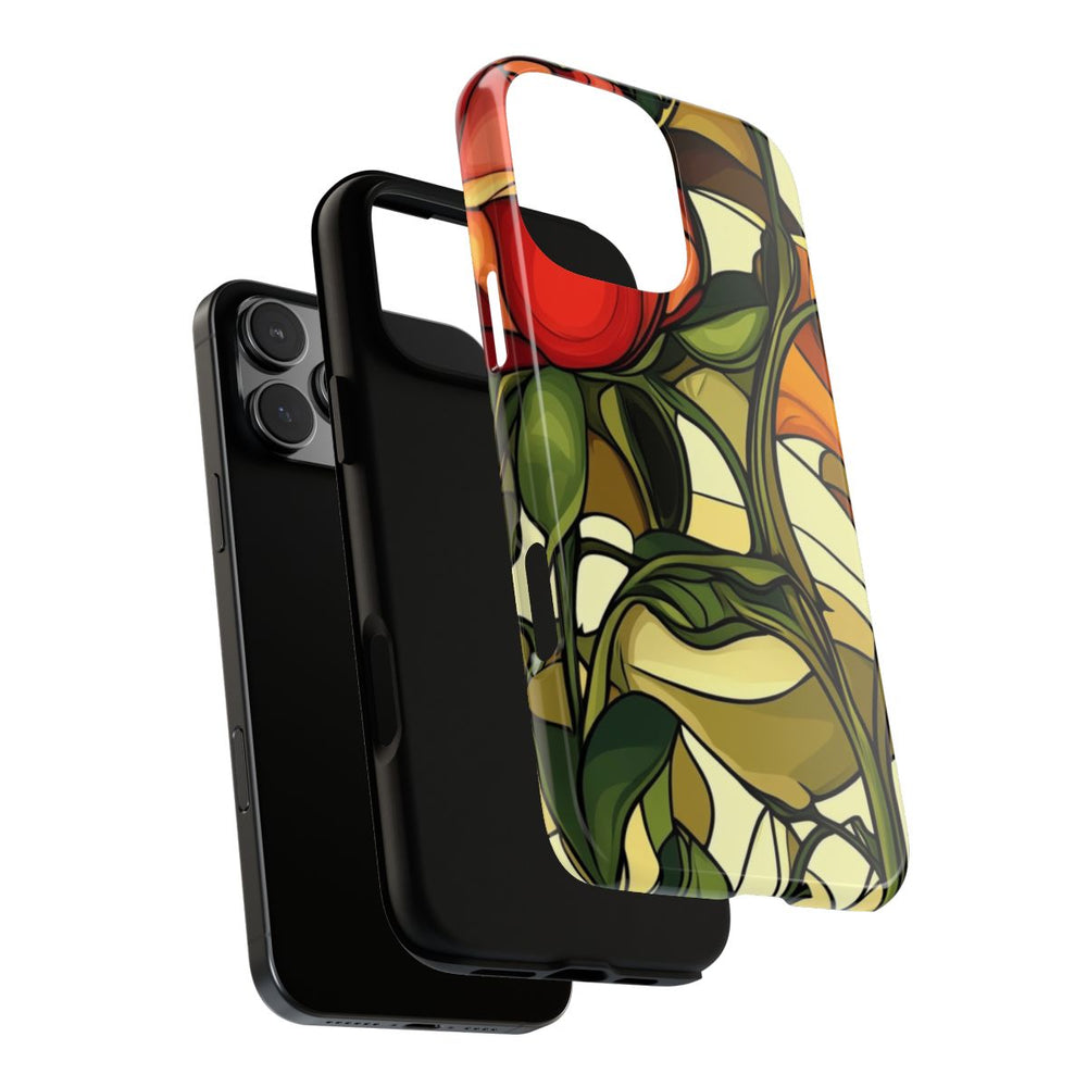 Rood-Oranje Art Nouveau Bloemmotief