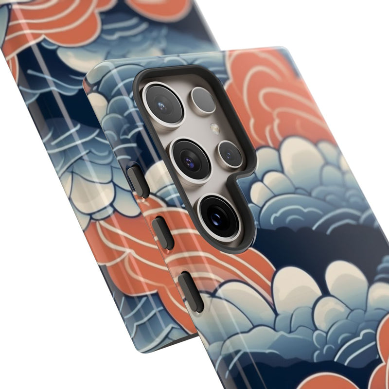 Gestileerd Wolkenpatroon in Blauw en Oranje