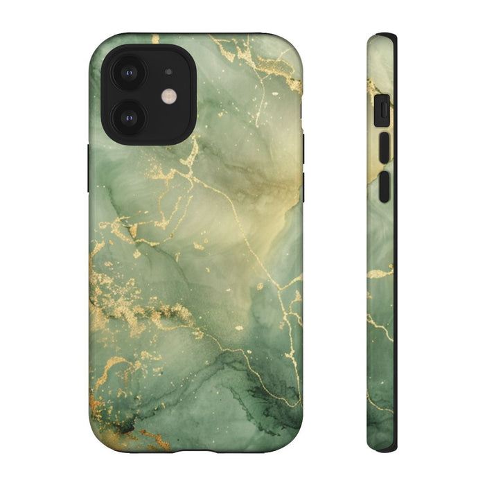 Groene en Gouden Marmer Abstract