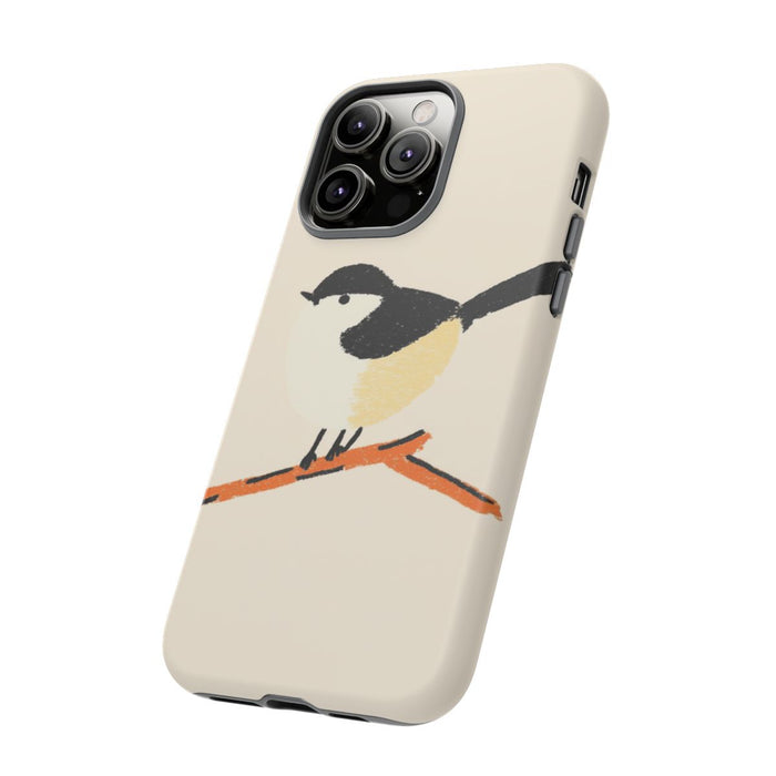 Minimalistische Vogelillustratie op Tak