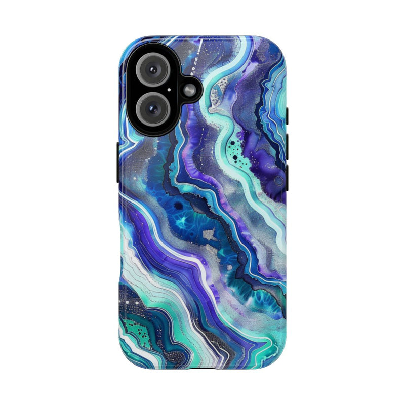 Blauw en Turquoise Geode Wervelpatroon