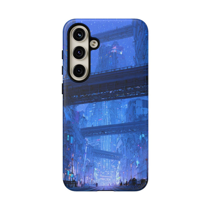 Futuristische Blauwe Stadsstraat