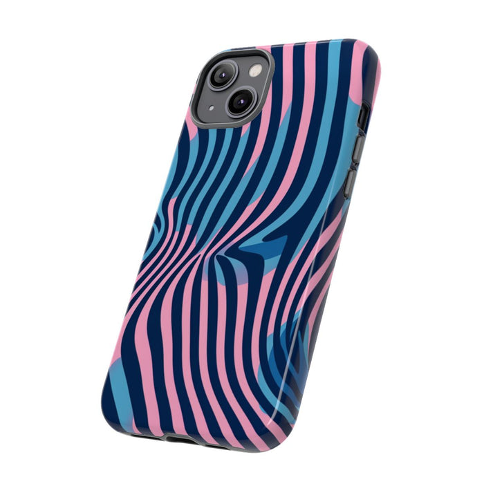 Golvend Blauw-Roze Optische Illusiepatroon