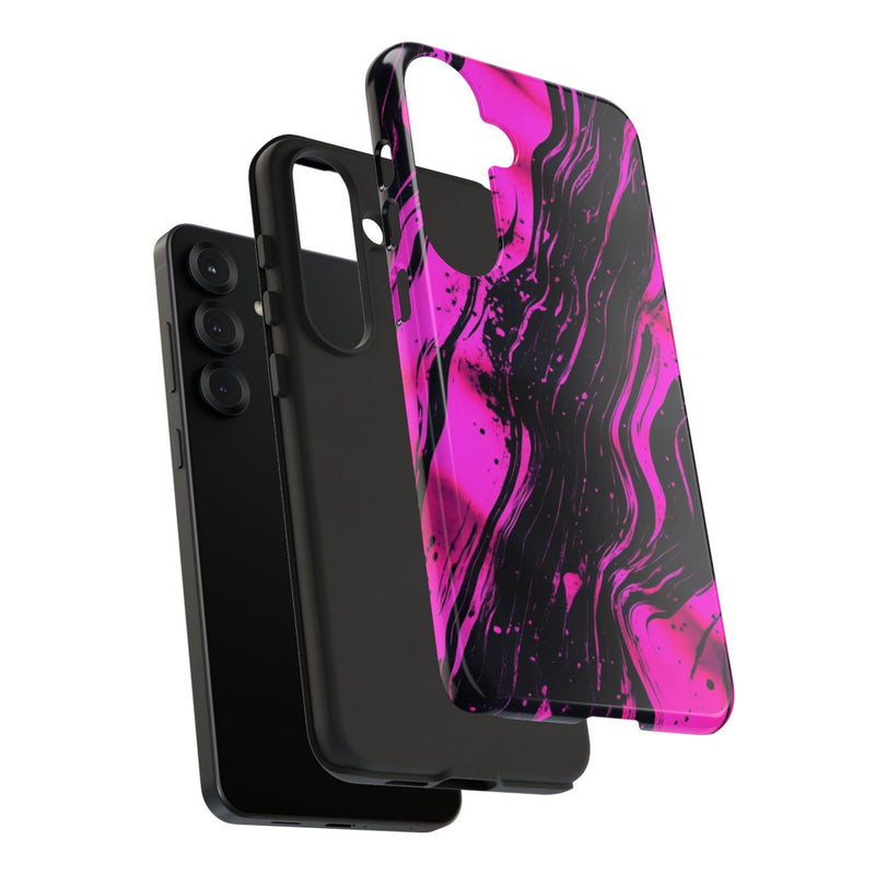 Neonroze en Zwart Abstract Patroon