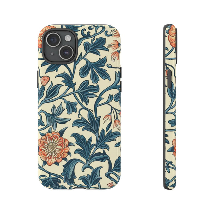 Blauw-Oranje Bloemenpatroon