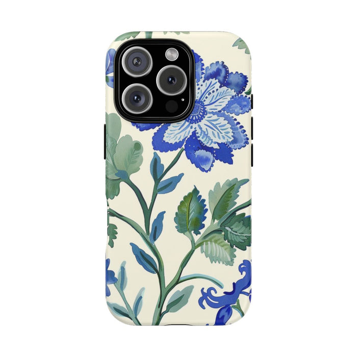 Blauw Waterverf Bloemenpatroon