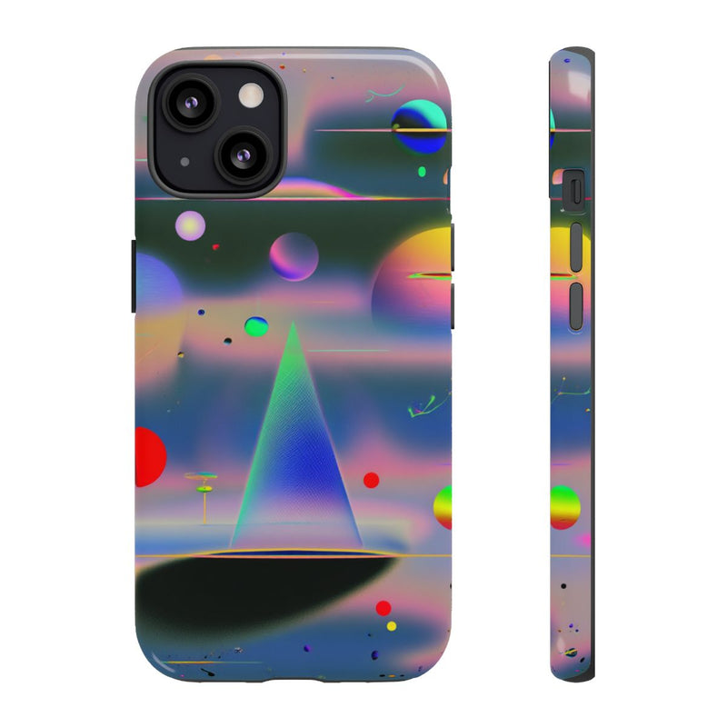 Kleurrijke Geometrische Bollen en Piramide Abstract