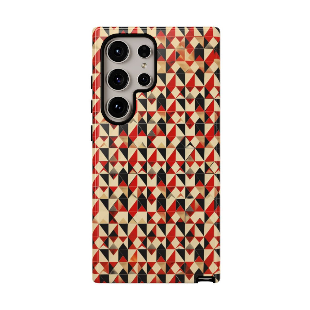 Geometrisch Abstract Patroon in Rood en Zwart