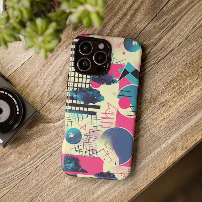 Abstract Geometrisch Patroon in Roze en Blauw