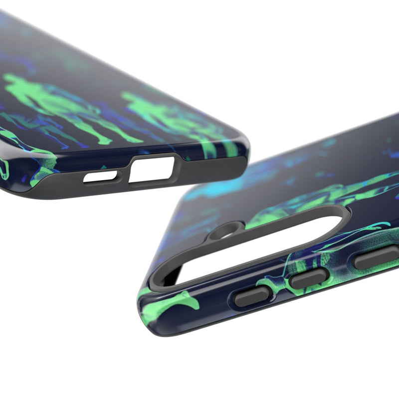 Blauw-Groene Neon Figurenpatroon