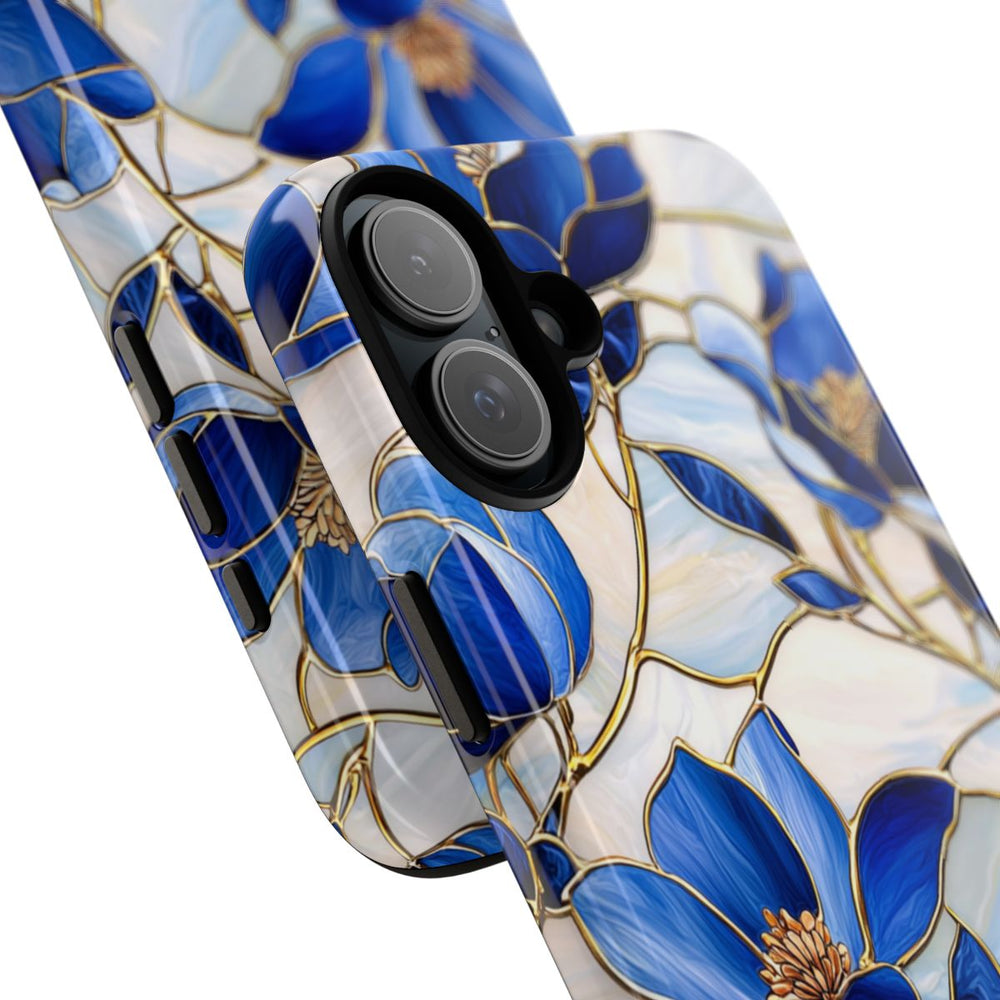 Blauw Gebloemd Glas-in-loodpatroon