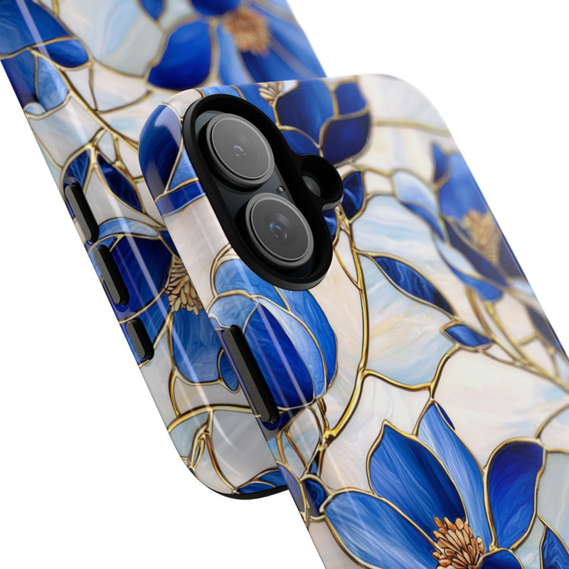 Blauw Gebloemd Glas-in-loodpatroon