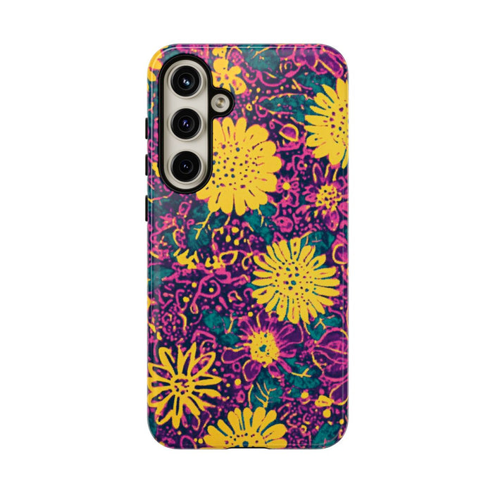 Gele en Paarse Bloemenprint