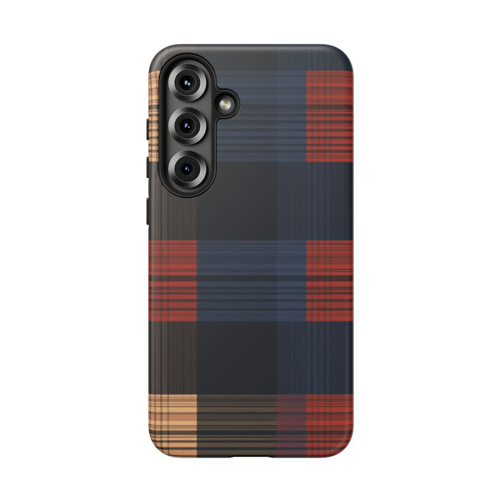 Caramel en Donkerblauw Geruit Patroon