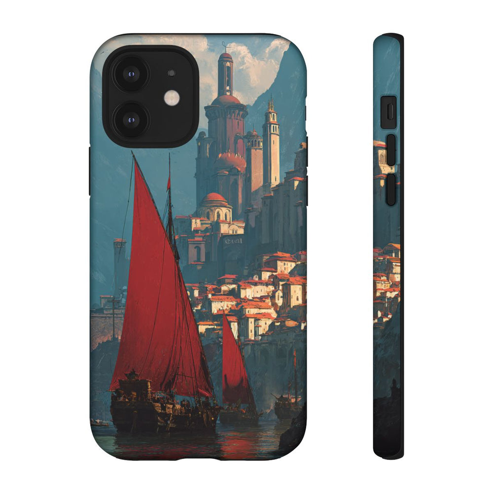 Roodzeilende Schepen bij Bergvesting