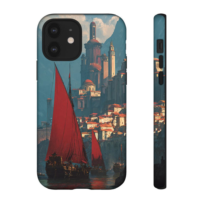 Roodzeilende Schepen bij Bergvesting